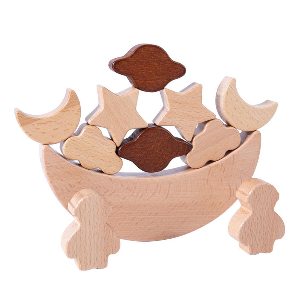 Wooden Blocks Stacking - Montessori Toys Moon Stacking Blocks Souptoys