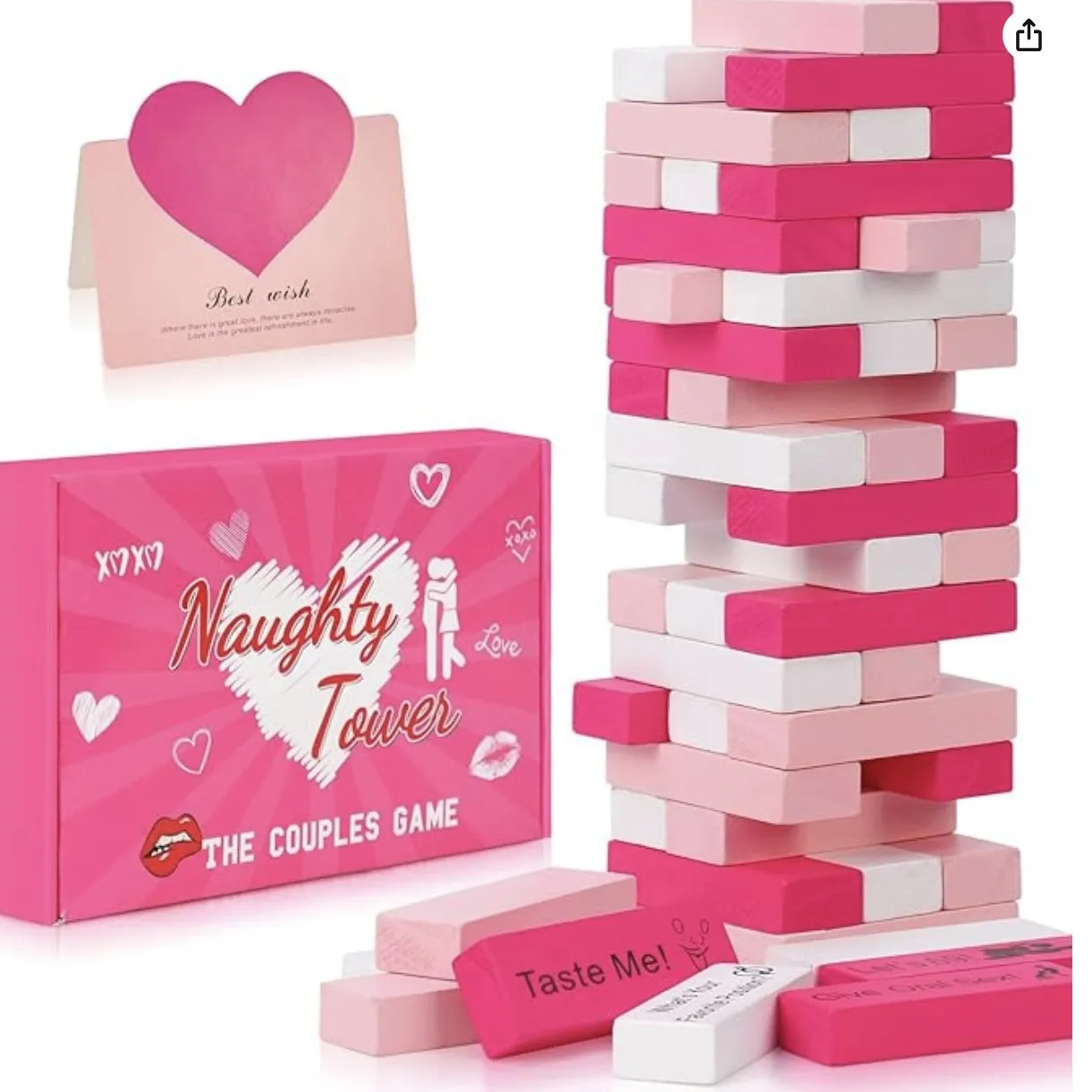 Wooden Blocks Stacking - 48PCS Block Tower Game Couple Activities