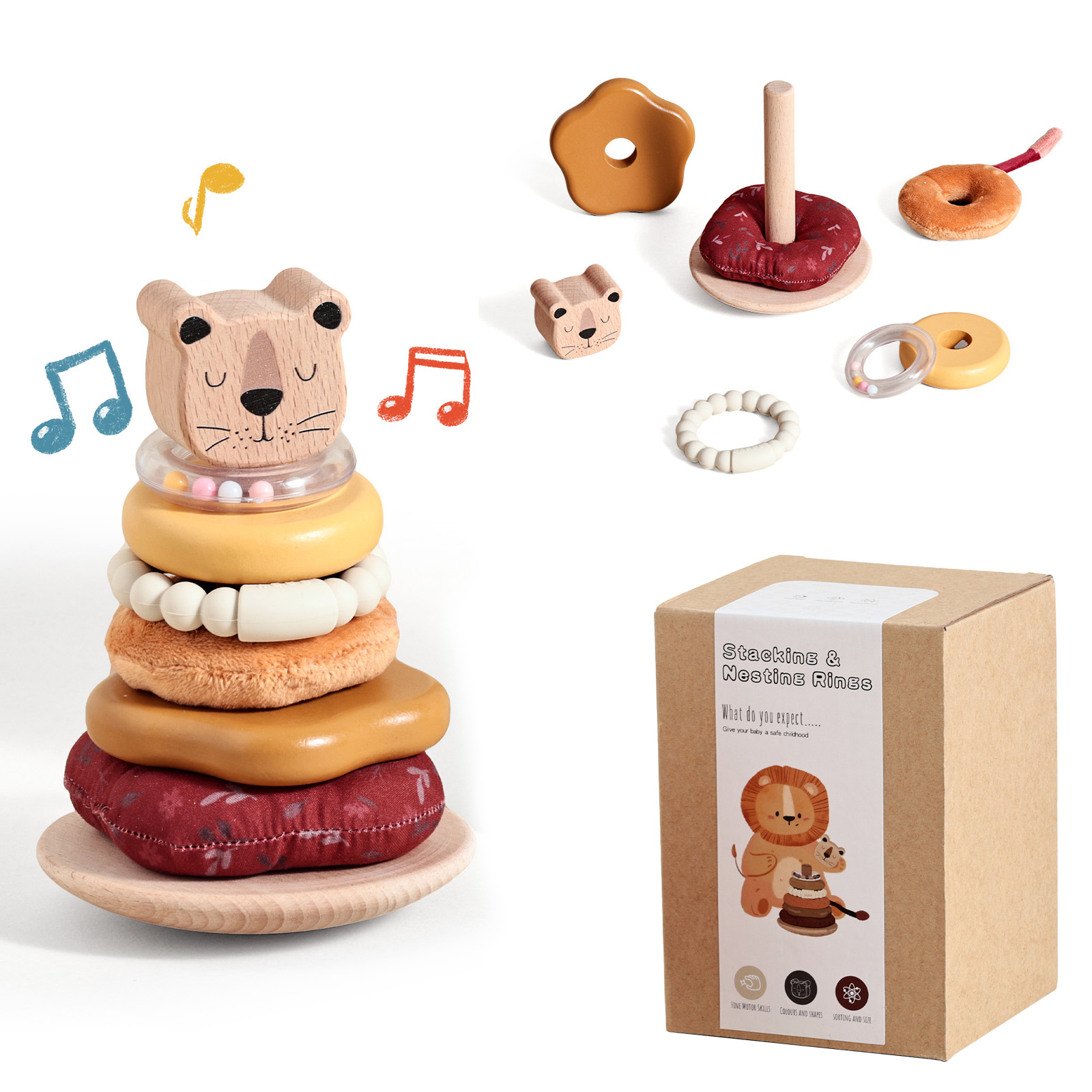 Baby Montessori Stacking Woode - Wooden Blocks Stacking review and price