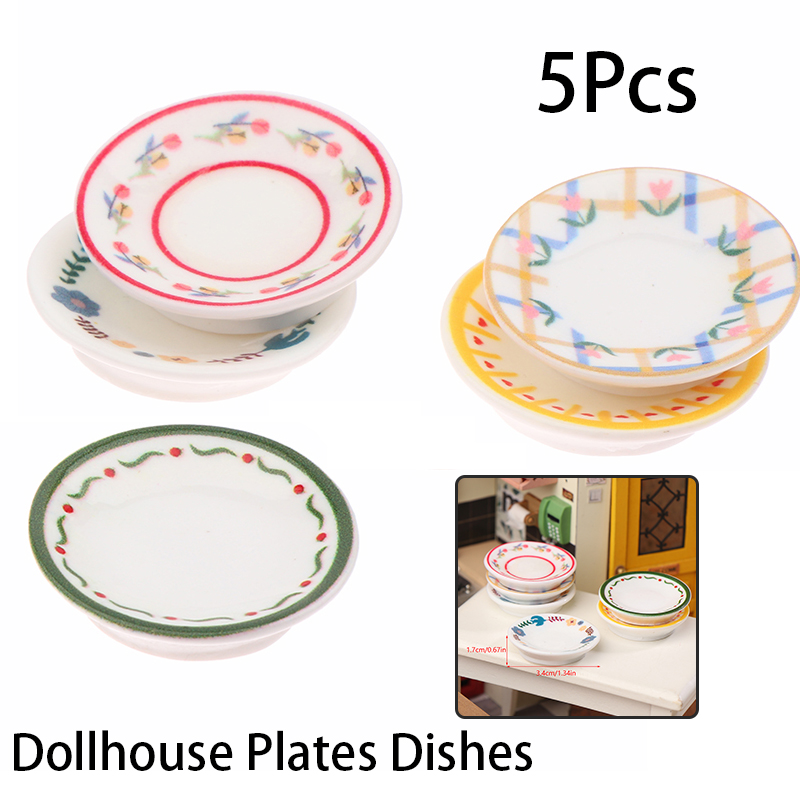 5Pcs 1/12 Dollhouse Mini Plate - Dollhouse Furniture Set review and price